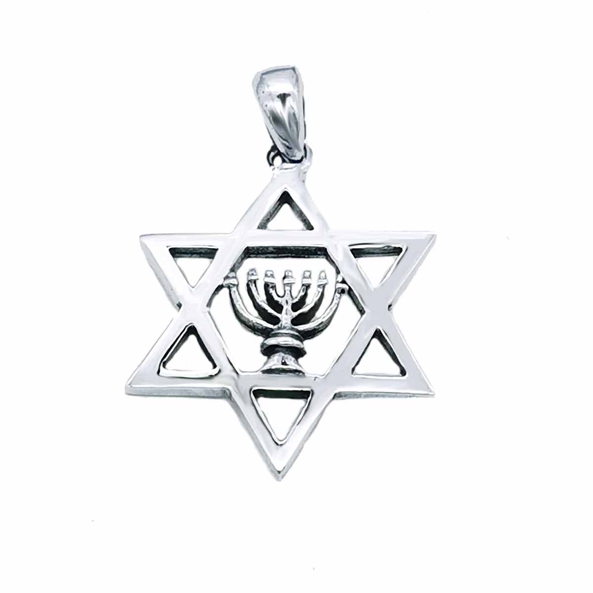 Pendentif en Argent Étoile De David Tressé À Six Forets Avec Décoration Pendentif en Argent Étoile De David Tressé À Six Forets Avec Décoration