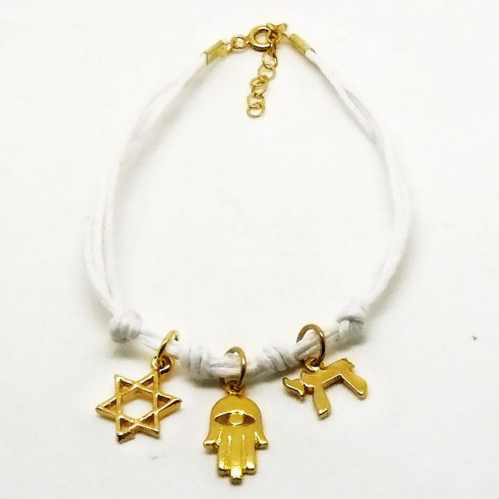 Bracelets Fil Blanc aux 3 éléments Or-O-Judaisme