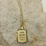 Ce Collier façon Plaque Militaire en Acier Inoxydable Shema Israel convient aussi bien aux hommes qu'aux femmes.
Fabriquée en Israel