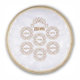 Crown Matzos Cover in White Satin and Silver Embroidered