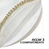 Crown Matzos Cover in White Satin and Silver Embroidered