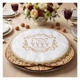 Cubrebandeja Pascua - Bordado Plata Satén Blanco