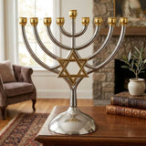 Hanoukia Or et Argent sa Magen David en métal Nikelé