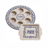 Set du Seder en Mélamine - Bleu, crème et violet