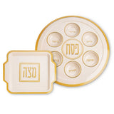 Set du Seder en Mélamine Or et Blanc