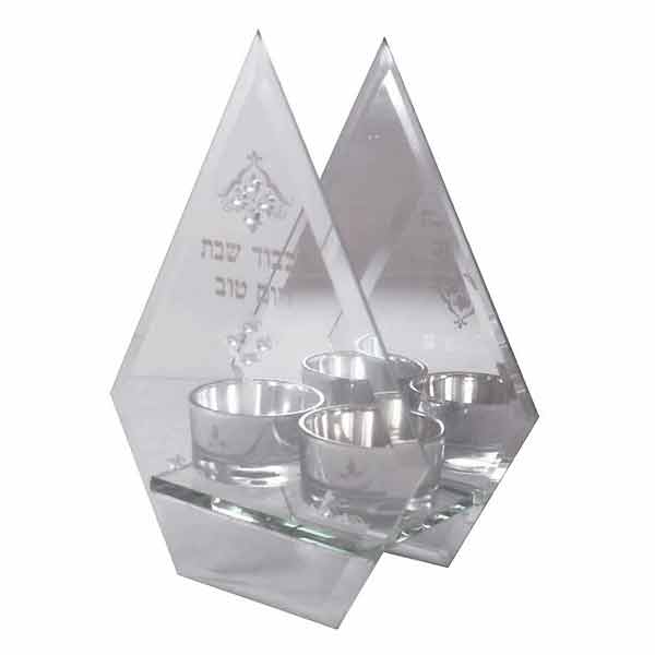 Shabbat candle holder with reflective lights