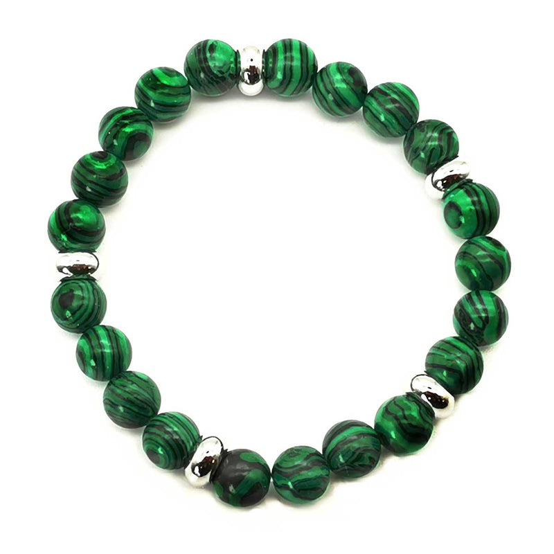 Bracelet in Natural Stones of Malachite and Steel