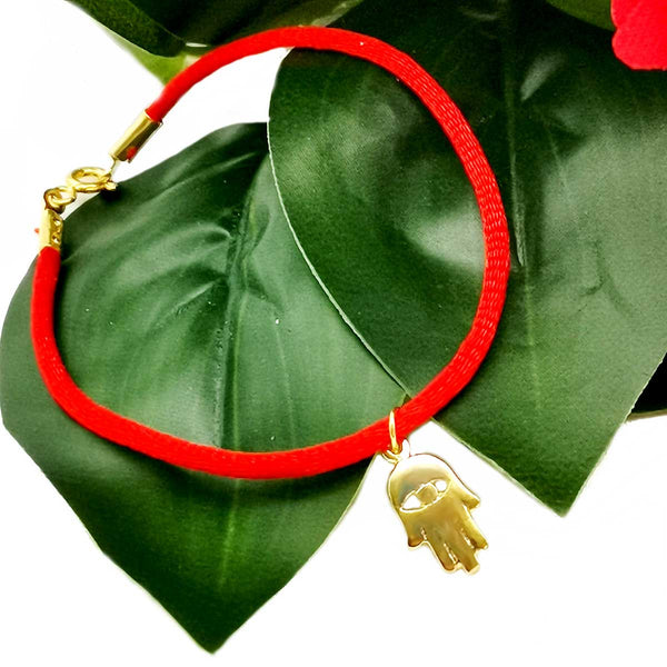 Gold Hamsa Red String Bracelet