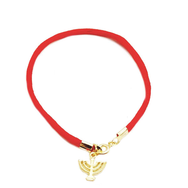Red Silk Thread Bracelet and its Gold Plated Menorah