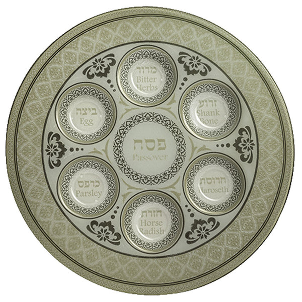 Seder Tray - Glass - White