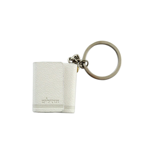 Tehillim faux leather key ring White color