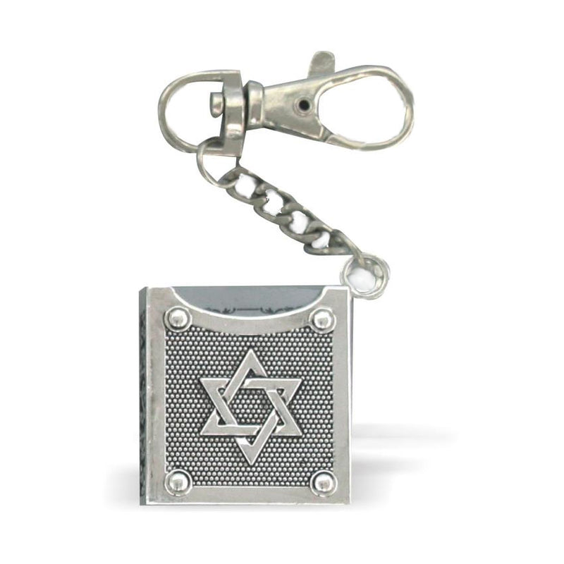 Metal Tehillim and traveler's prayer keychain - Star of David