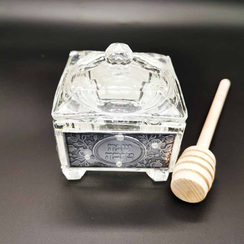 Ce Pot à Miel en Cristal aux Motifs de l'Abondance servira pour toutes vos fêtes de Tichri!
