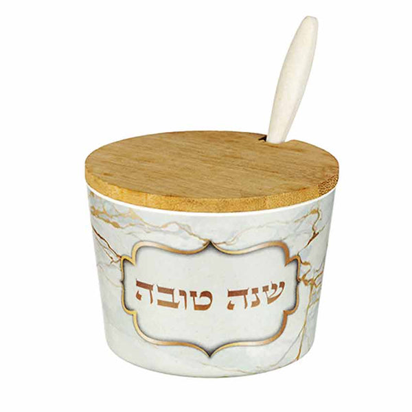 Pot à miel pour Roch Hachana Design façon Marbre - Chana Tova