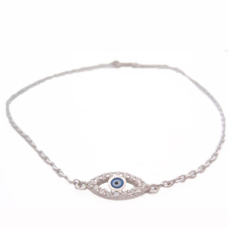 Silver Bracelet and its Eye set with CZ Stones