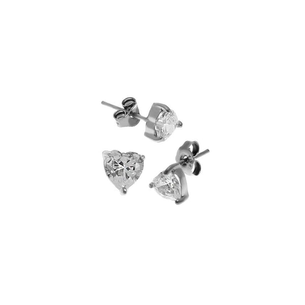 Boucles d'oreilles pierre CZ acier inoxydable - Coeur-O-Judaisme