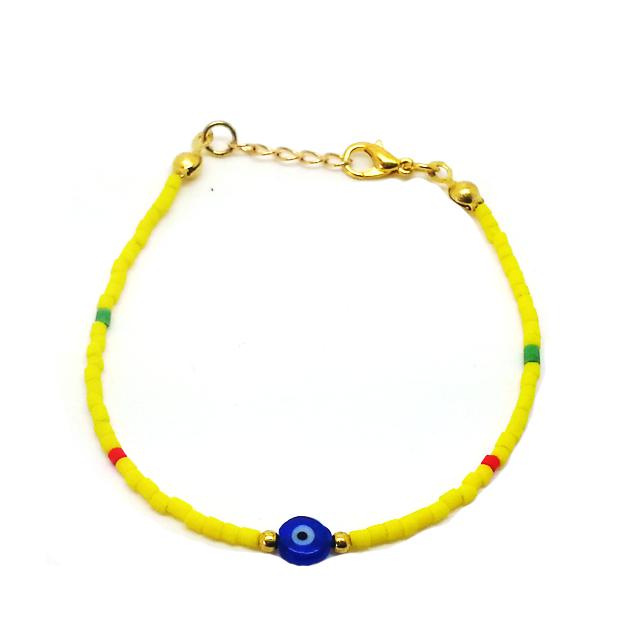 Bracelet aux perles de céramiques jaunes-O-Judaisme