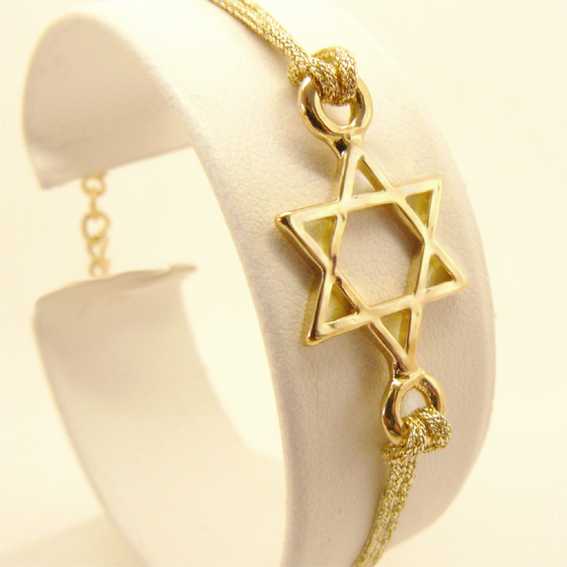 Bracelet cordelette or Etoile de David-O-Judaisme