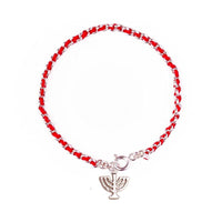 Bracelet fil rouge argent Menorah – O-Judaïsme Bracelet fil rouge argent Menorah – O-Judaïsme