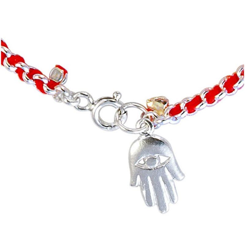 Bracelet fil rouge et argent avec Main de Myriam-O-Judaisme