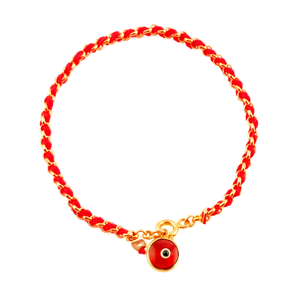 Bracelet fil rouge et or - Mauvais oeil rouge-O-Judaisme
