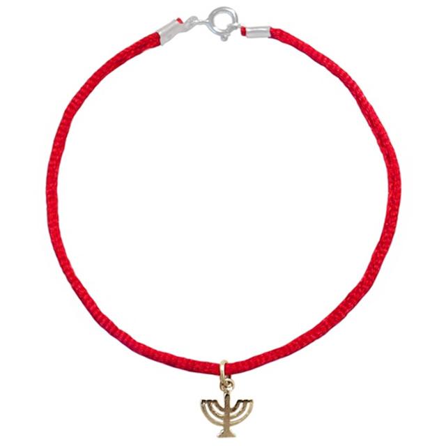 Bracelet fil rouge Ménorah Argent-O-Judaisme
