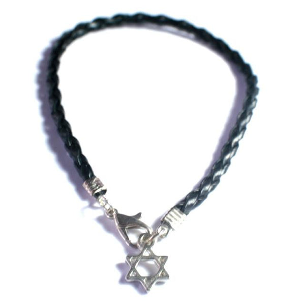 Bracelet tressé noir Etoile de David-O-Judaisme