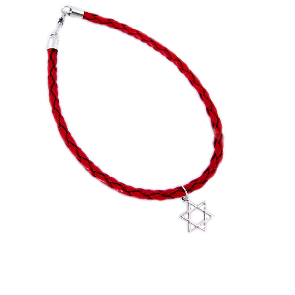 Bracelet tressé rouge Etoile de David - Argent 925-O-Judaisme