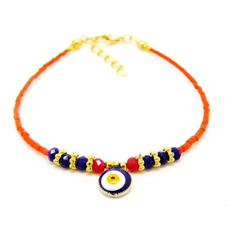 Bracelet Turc aux multiples perles de céramiques Oranges-O-Judaisme
