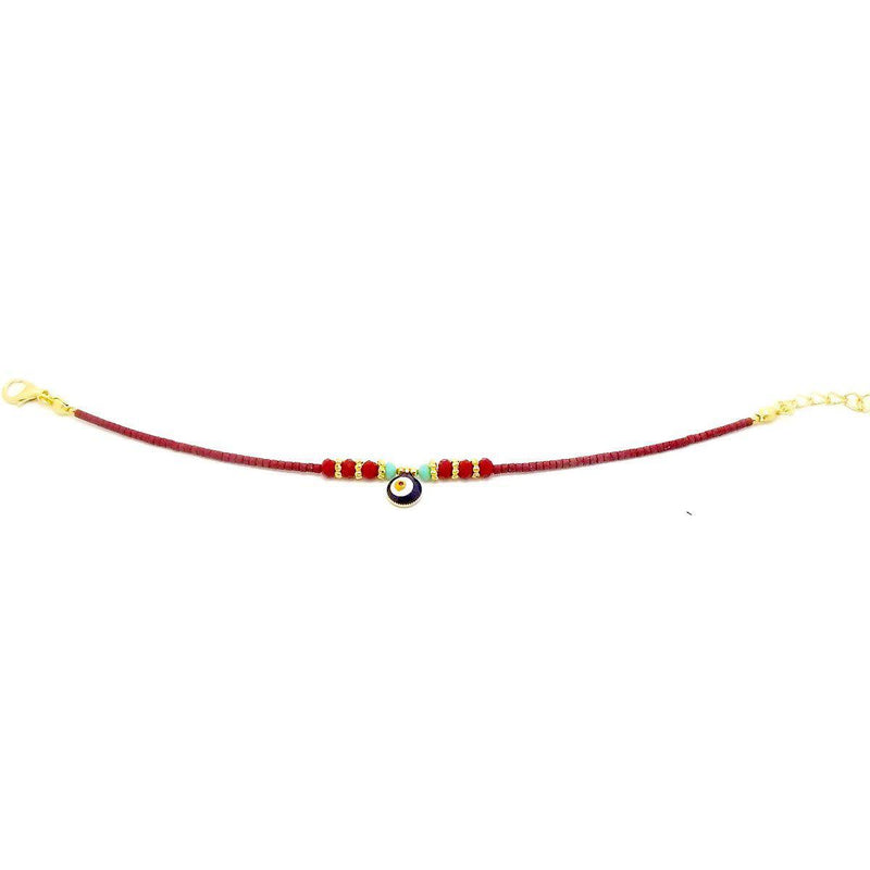 Bracelet Turc aux multiples perles de céramiques Rouges-O-Judaisme