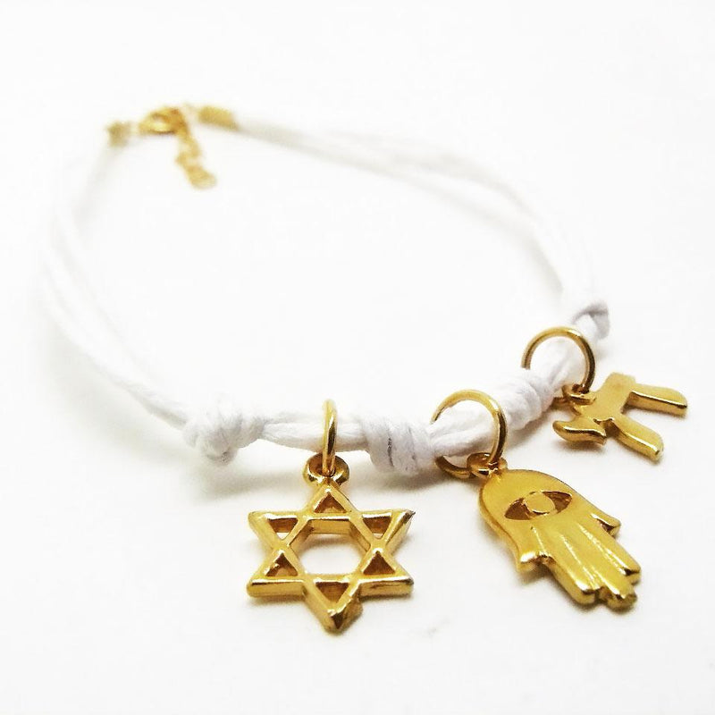Bracelets Fil Blanc aux 3 éléments Or-O-Judaisme