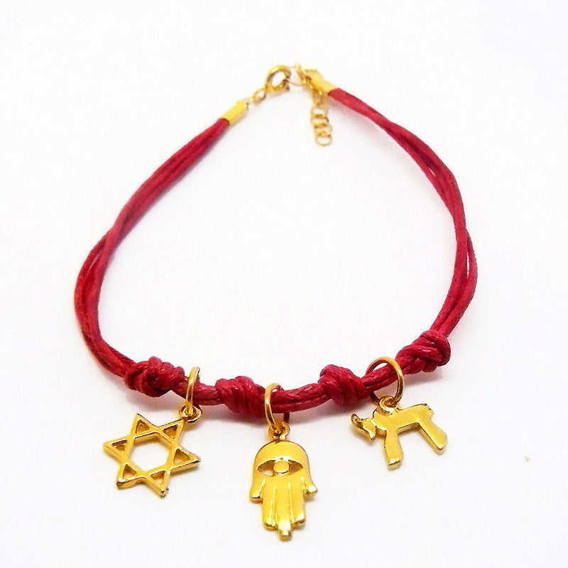 Bracelets Fil Rouge aux 3 éléments Or-O-Judaisme
