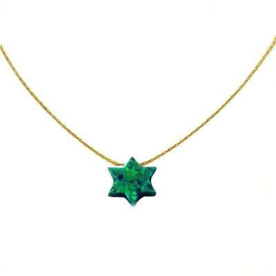 Collier Etoile de David opale bleu-profond-O-Judaisme