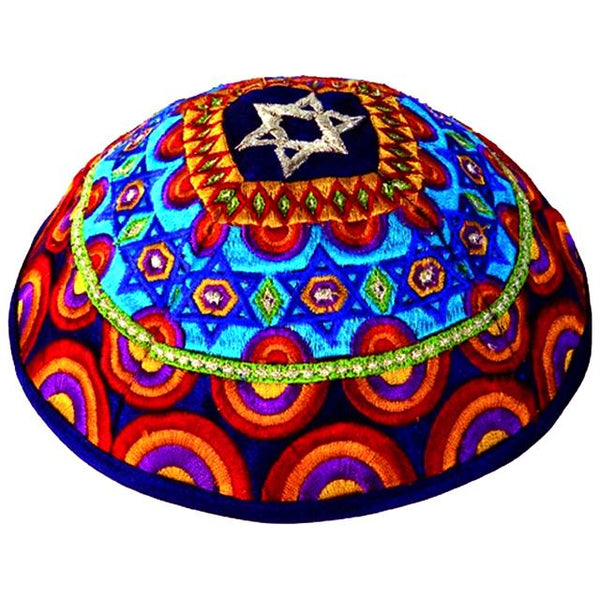 Kippa brodée - Couleurs chaudes-O-Judaisme