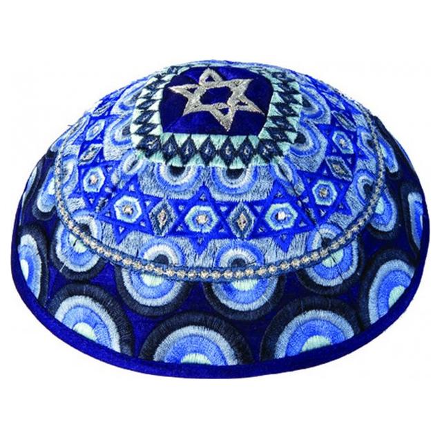 Kippa brodée - Couleurs d’Israël-O-Judaisme