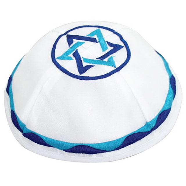 Kippa satin - Couleurs d’Israël-O-Judaisme
