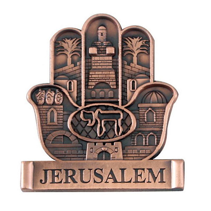 Magnet Judaica en véritable Cuivre - Main et Chaï-O-Judaisme