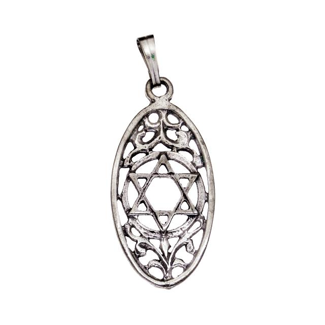 Médaillon Étoile de David en Argent massif-O-Judaisme