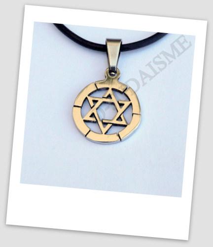 Médaillon Magen David acier argent-O-Judaisme