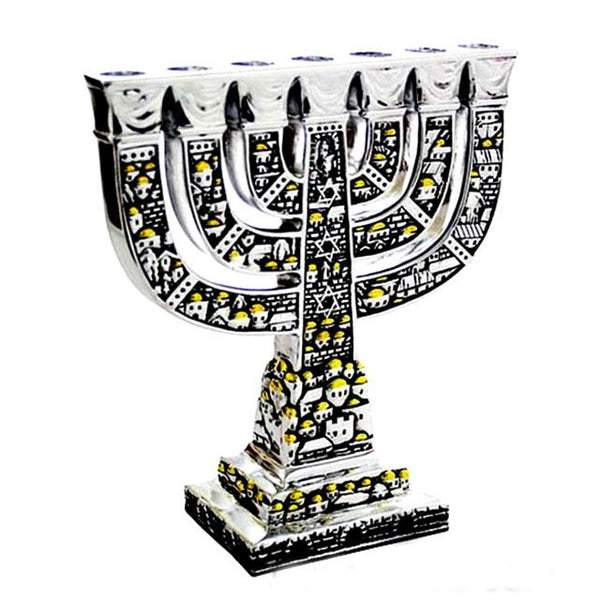 Menorah de Jerusalem d'Or et d'Argent-O-Judaisme