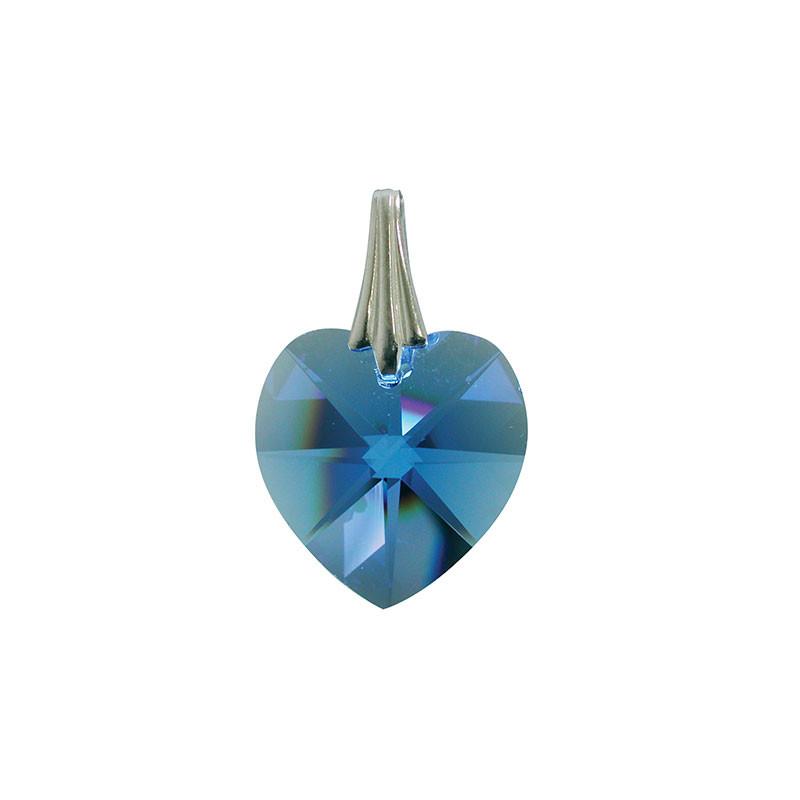 Pendentif Coeur de Cristal Bleu Saphir - Cristal Swarovski-O-Judaisme