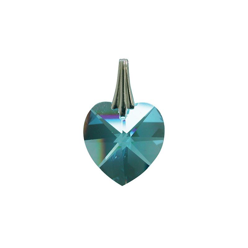 Pendentif Coeur de Cristal Bleu Turquoise - Cristal Swarovski-O-Judaisme