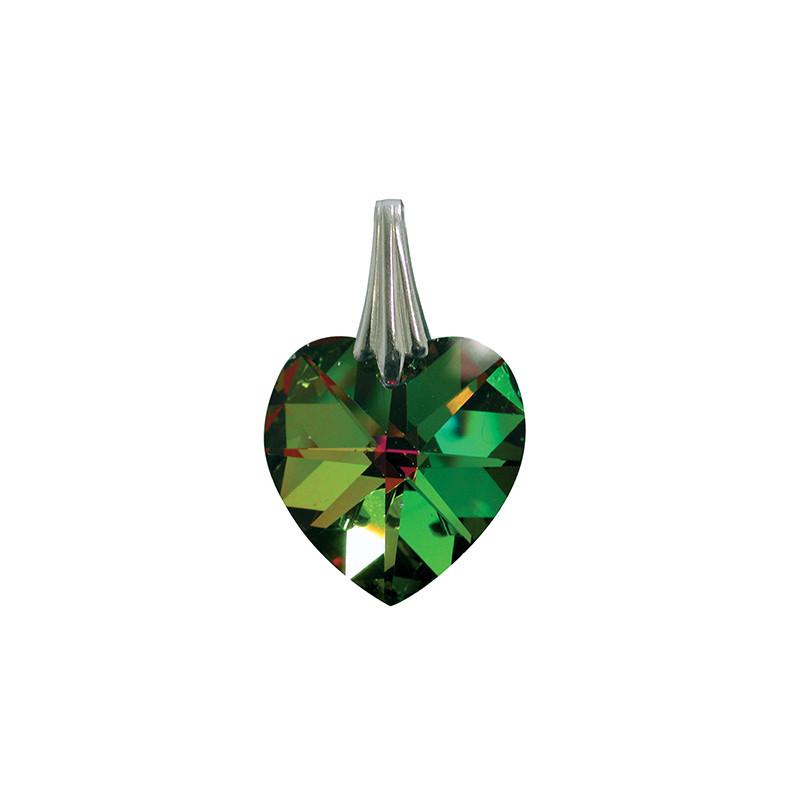 Pendentif Coeur de Cristal Vert reflets - Cristal SwarovskI-O-Judaisme