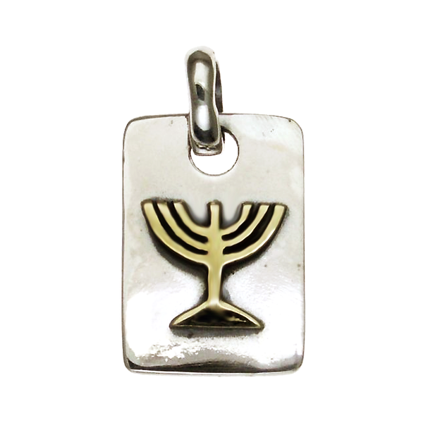 Pendentif Ménorah d'or et d'argent-O-Judaisme