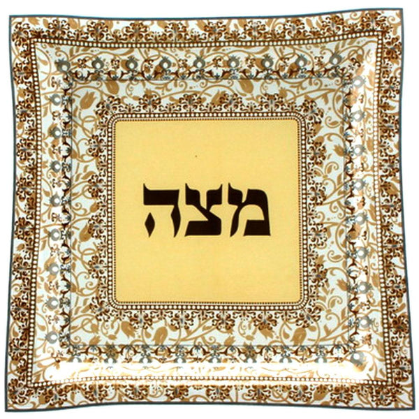 Plateau à Matsa en verre - Tons Chauds-O-Judaisme